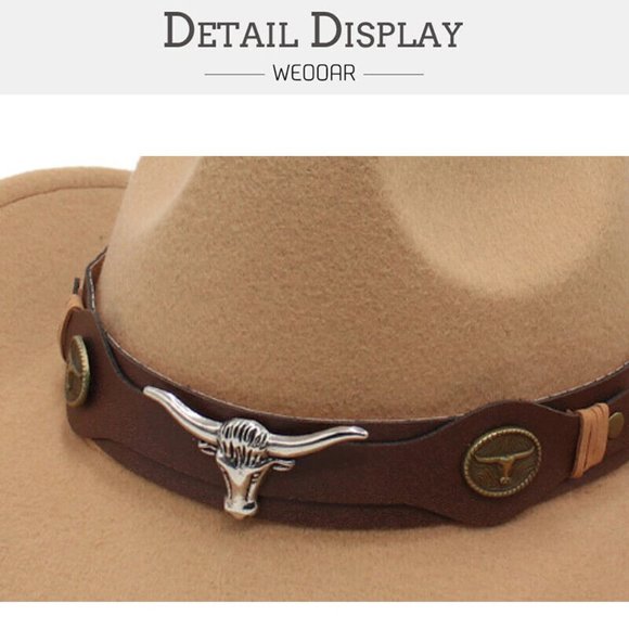 Wool Felt Fedora Panama Cowboy Girl Hat Casual Cap for men women - Picture 4 of 14